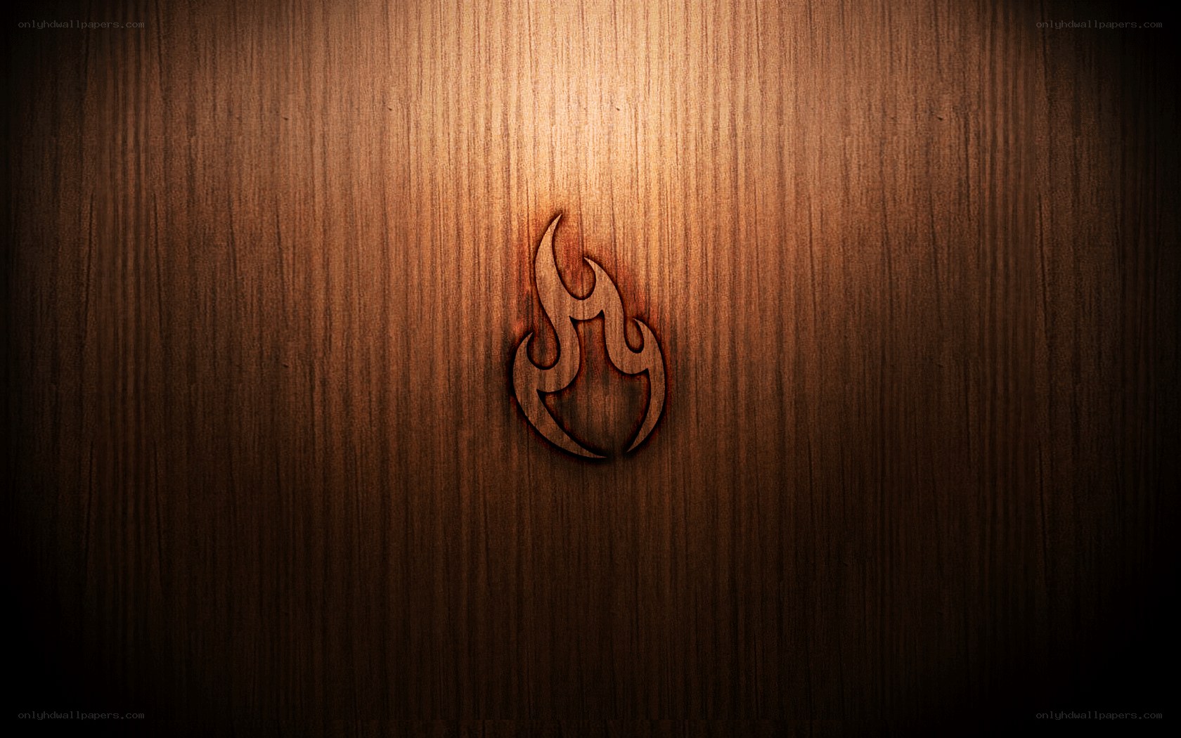 flame symbol on wood