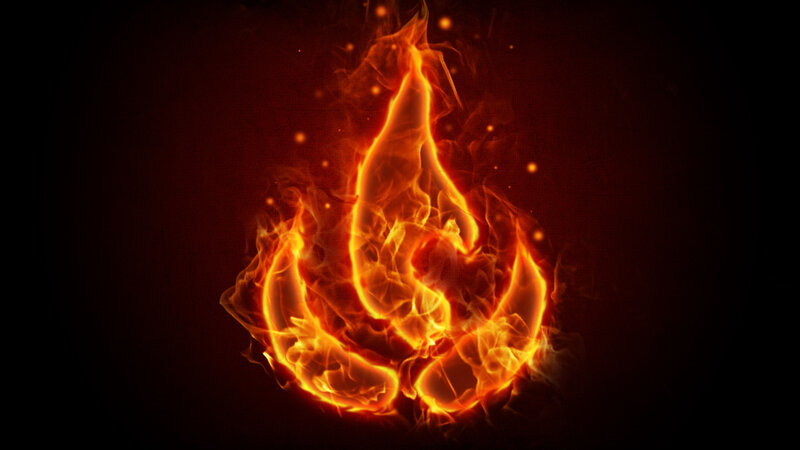 Flame Symbol — Red, Dramatic, Digital Art