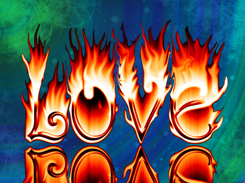 Flame Text Love — Blue