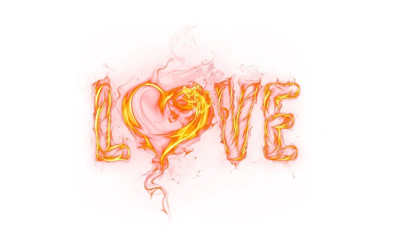 Flame Text Love — Red, Passionate