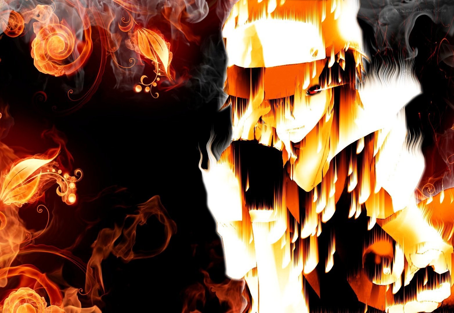 flame-themed anime character