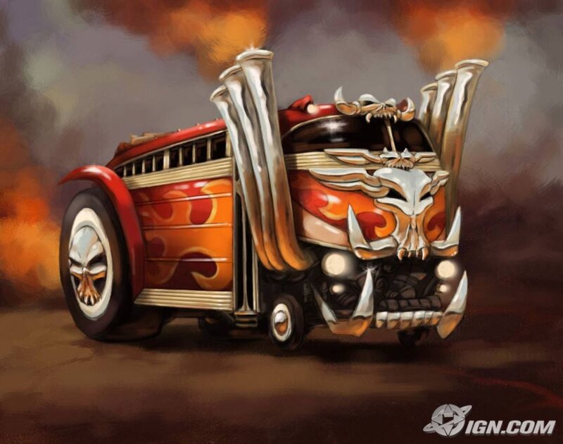 flame-themed hot rod vehicle