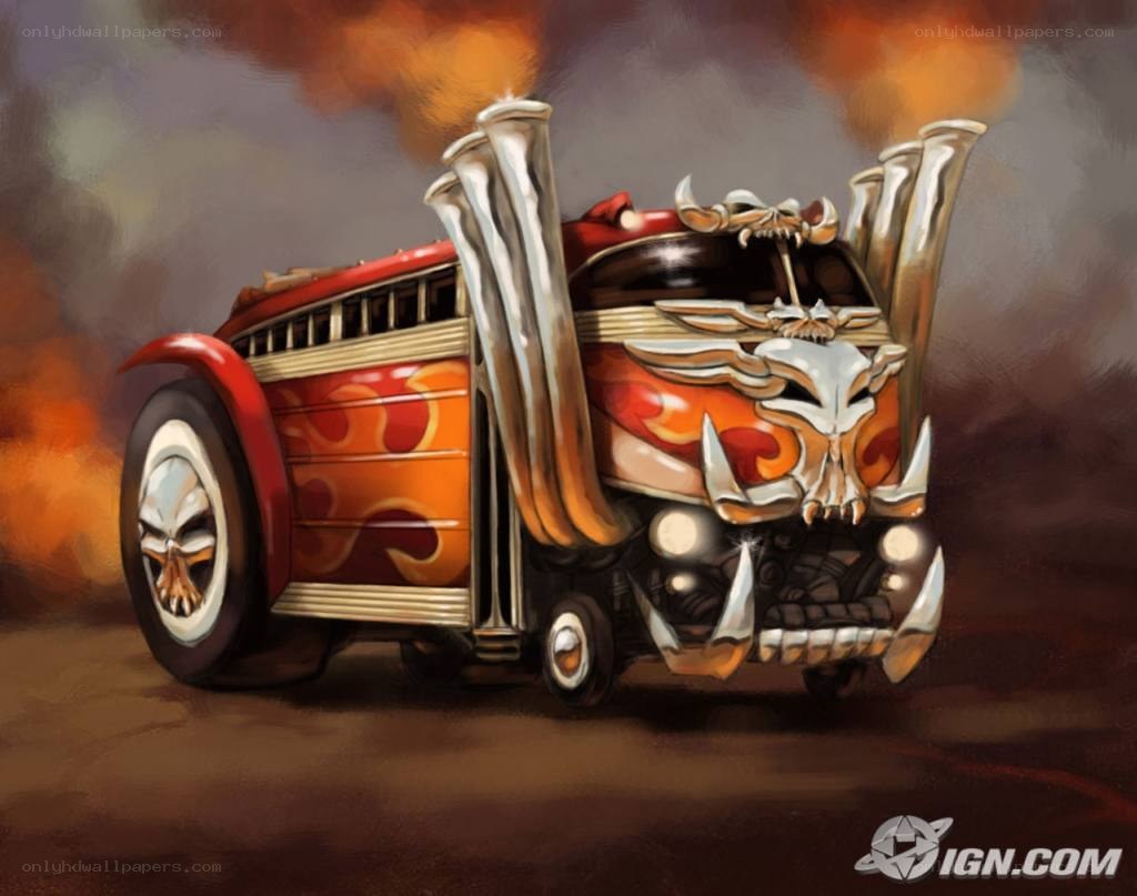 flame-themed hot rod vehicle