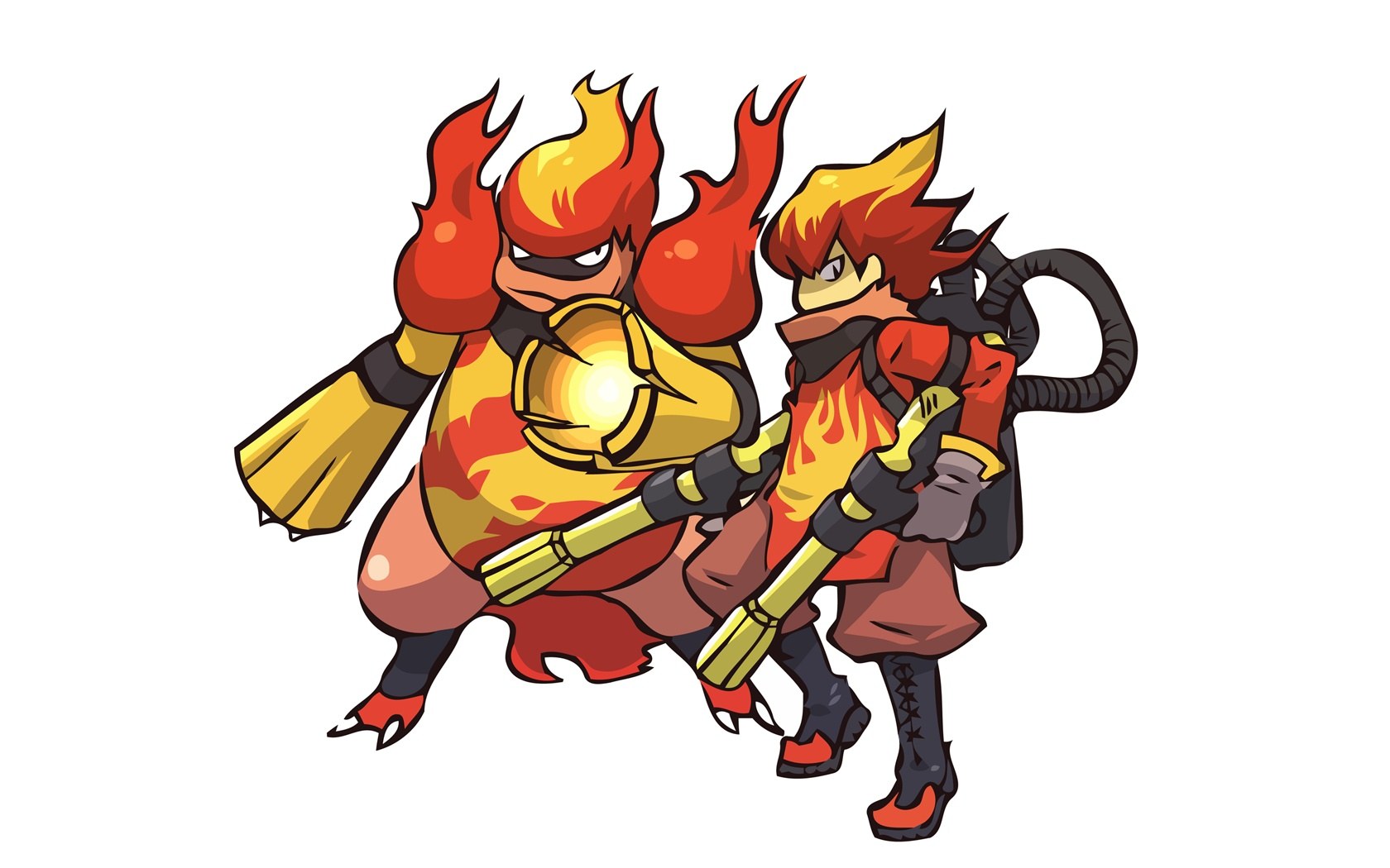 Flame-themed Pokémon duo