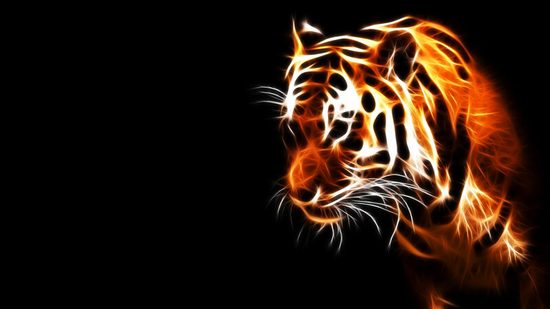 Flame Tiger Head — Orange, Dramatic