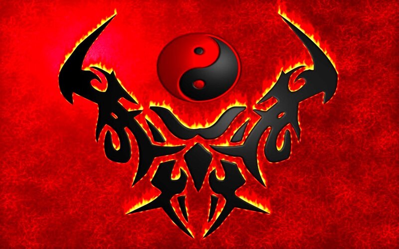 flame tribal yin yang design