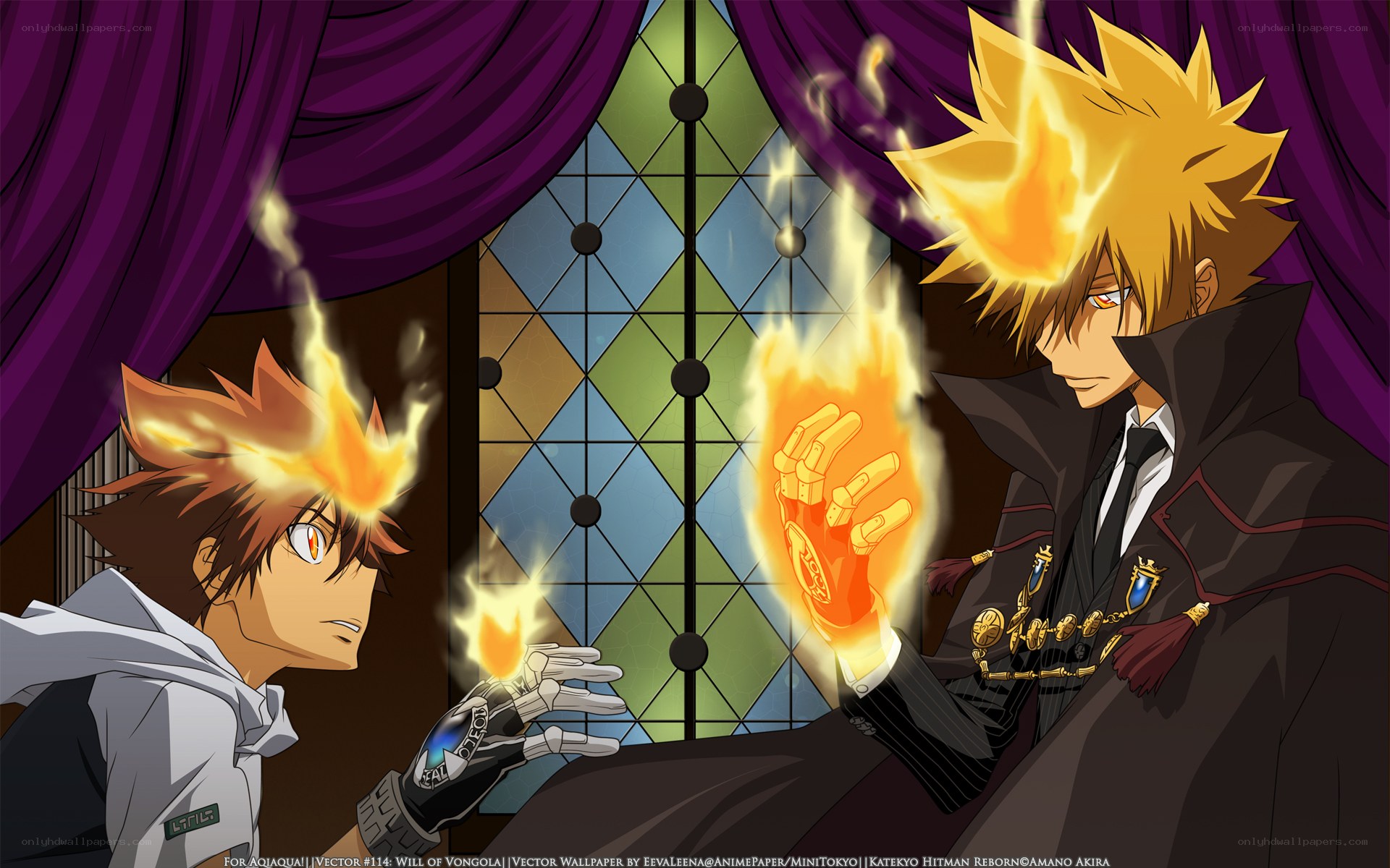 Flame-wielding characters in confrontation