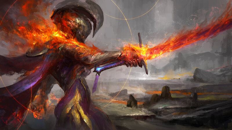 Flame-wielding Warrior — Red