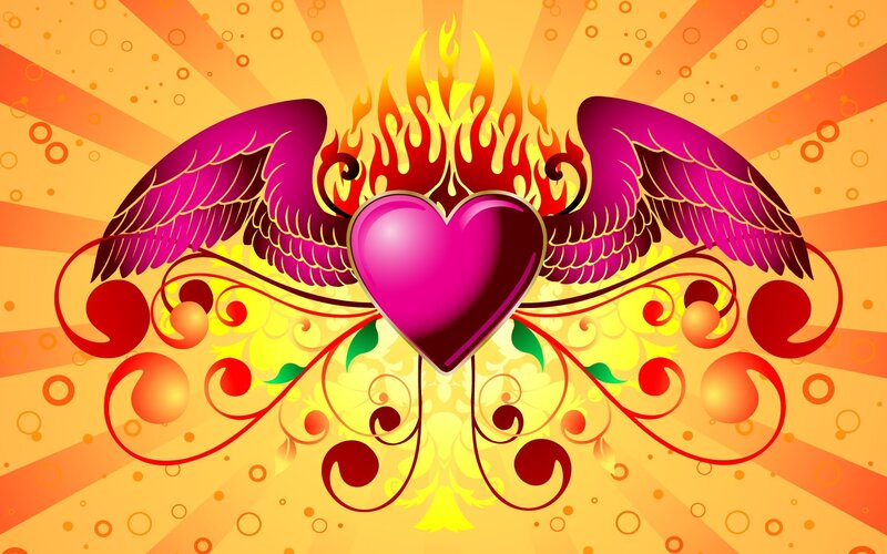 flame-winged heart design