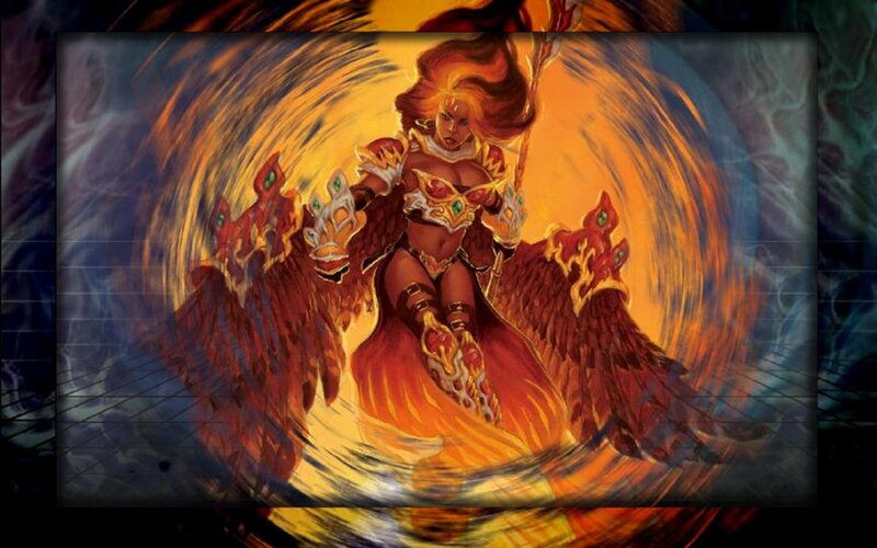 flame-winged warrior in battle