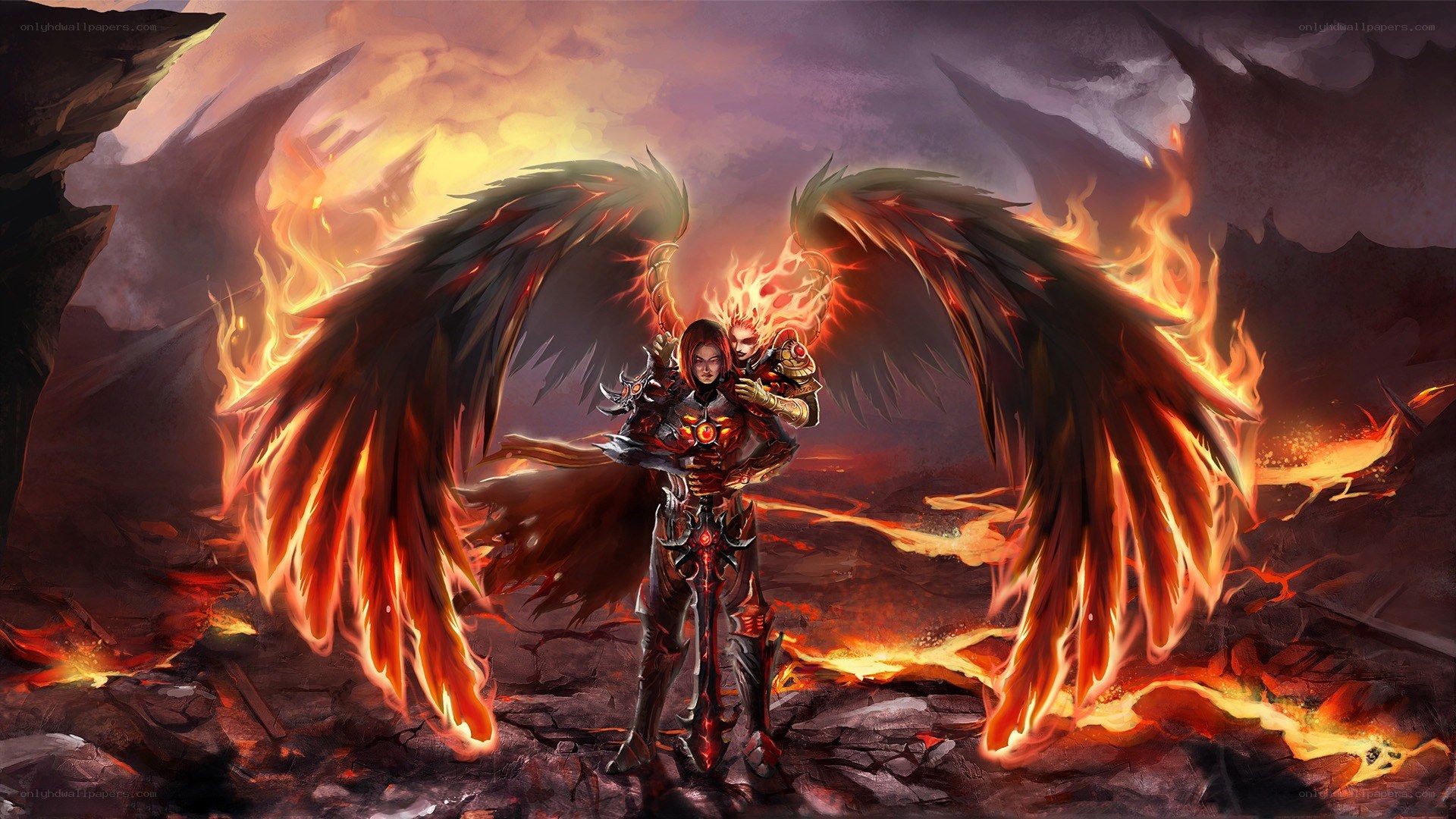 flame-winged warrior in hell
