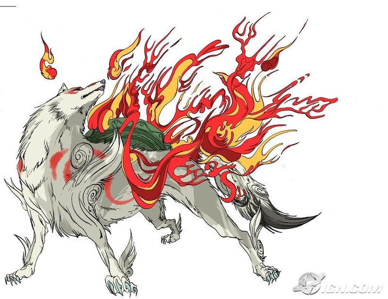 flame-wolf creature art