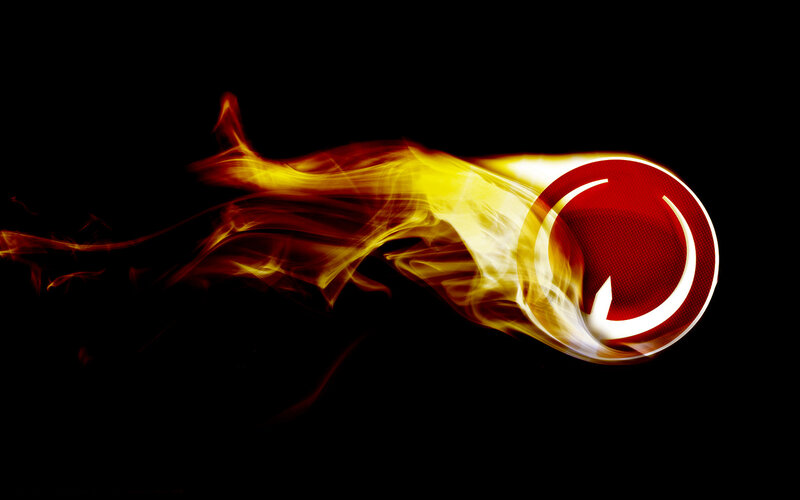 flame-wrapped logo design