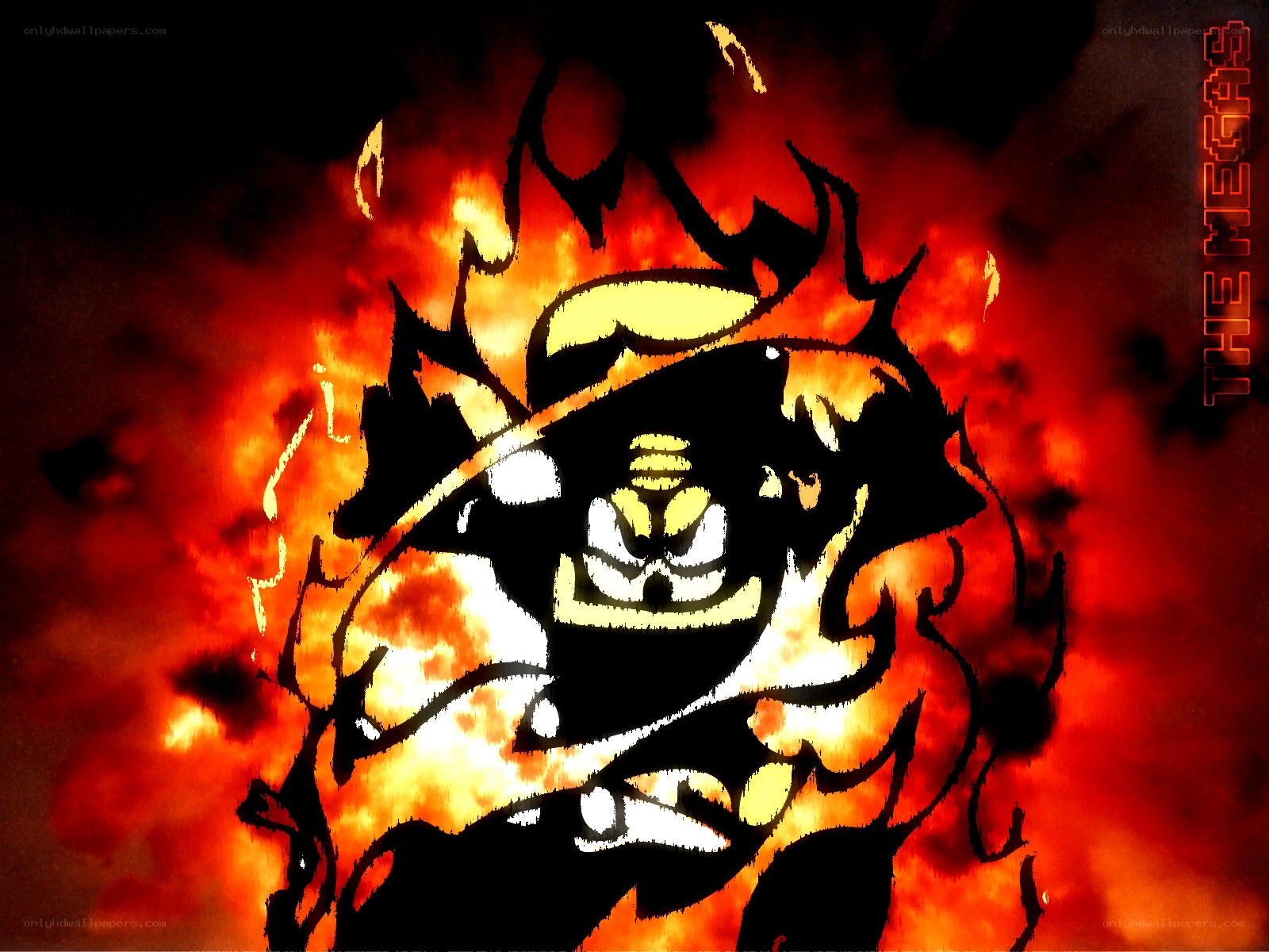 flame-wreathed character portrait