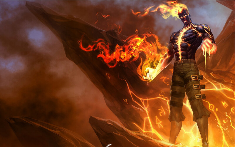 Flame-wreathed Warrior — Orange, Dramatic, Intense