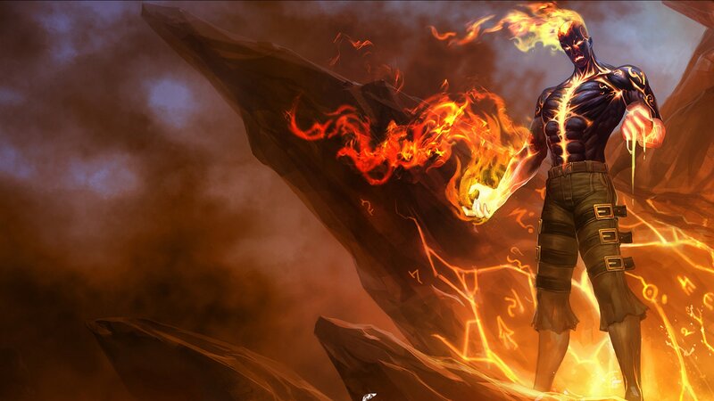Flame-wreathed Warrior — Orange, Dramatic
