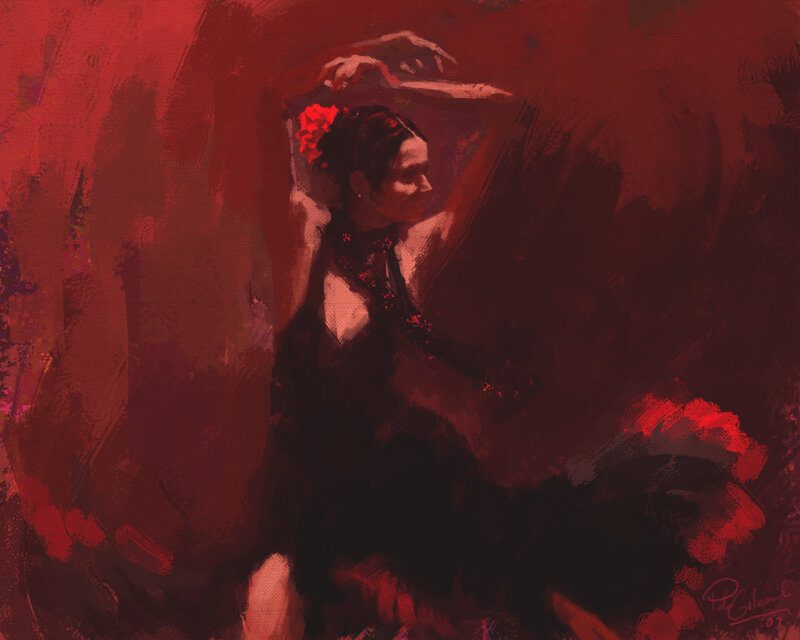 Flamenco Dancer in Red — Dramatic