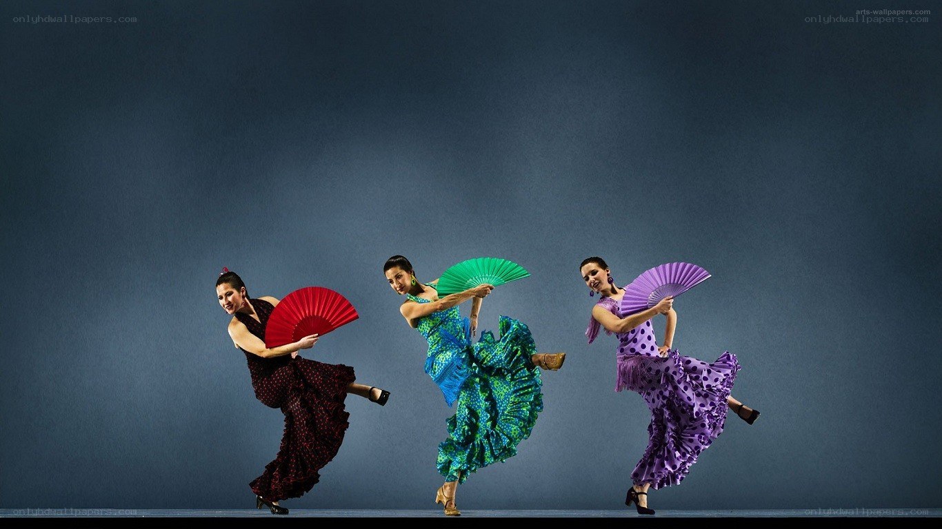 Flamenco dancers with fans