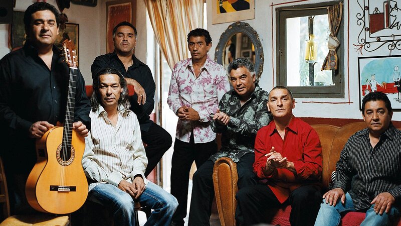 Flamenco musicians in a living room