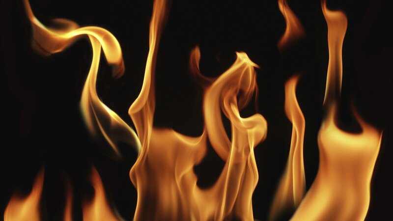 Flames Against Black Background — Orange, Dramatic, Photograph, Fire