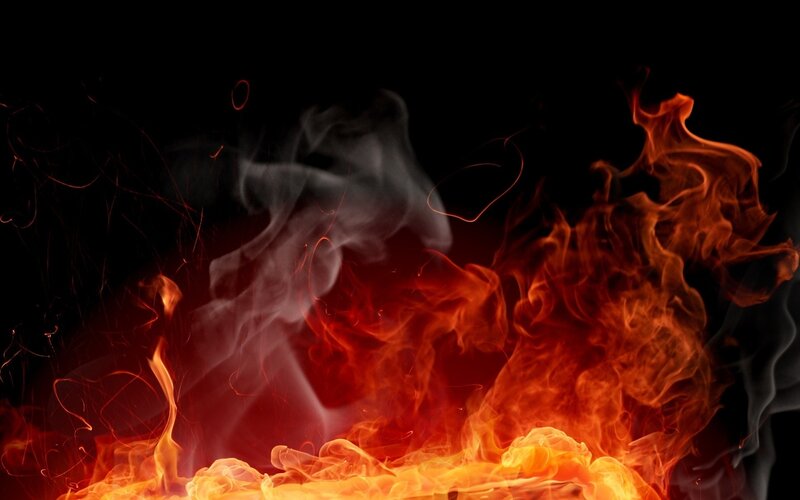 Flames and Smoke — Red, Dramatic, Photograph, Fire, Sparks