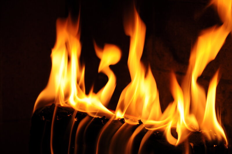 flames burning in a fireplace