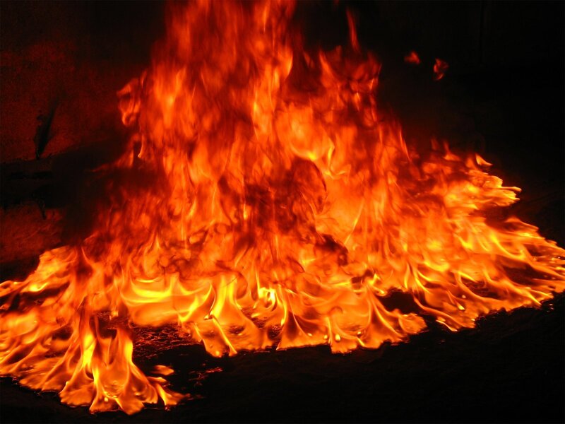 Flames Burning on Ground — Orange