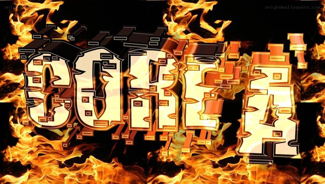 flames engulfing text