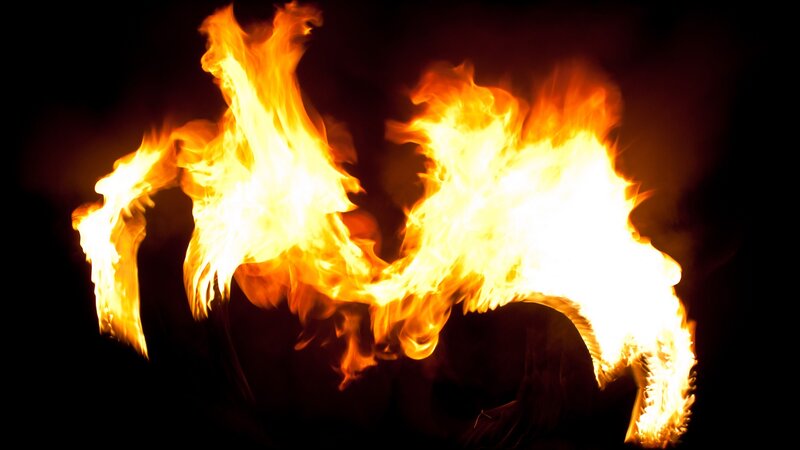 Flames forming a dragon shape