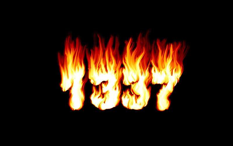 flames forming the number 1337