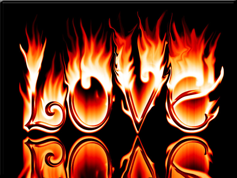 Flames Forming the Word Love