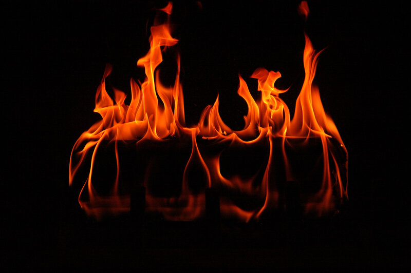 Flames in a Fireplace — Orange
