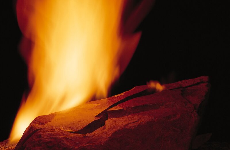 Flames on a rock
