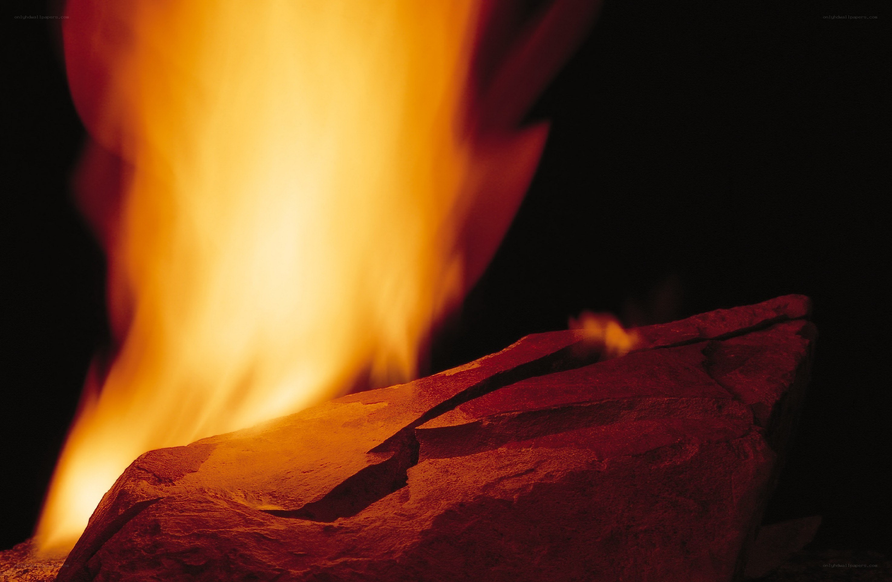Flames on a rock