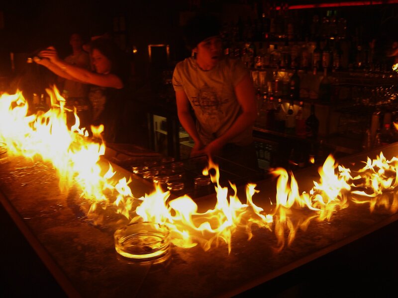 Flames on Bar Counter