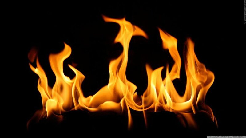 Flames on Black Background — Orange, Dramatic, Photograph