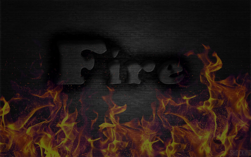 Flames on Wooden Surface — Black