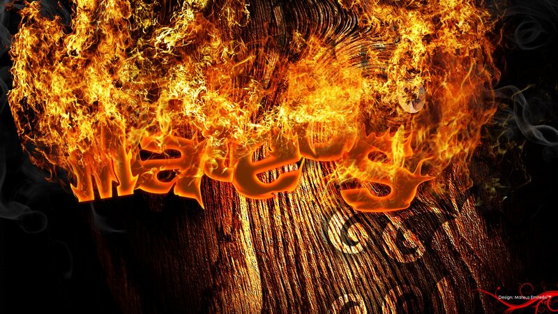 Flames on Wooden Surface