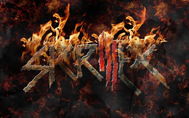 Flames Surrounding Text — Black