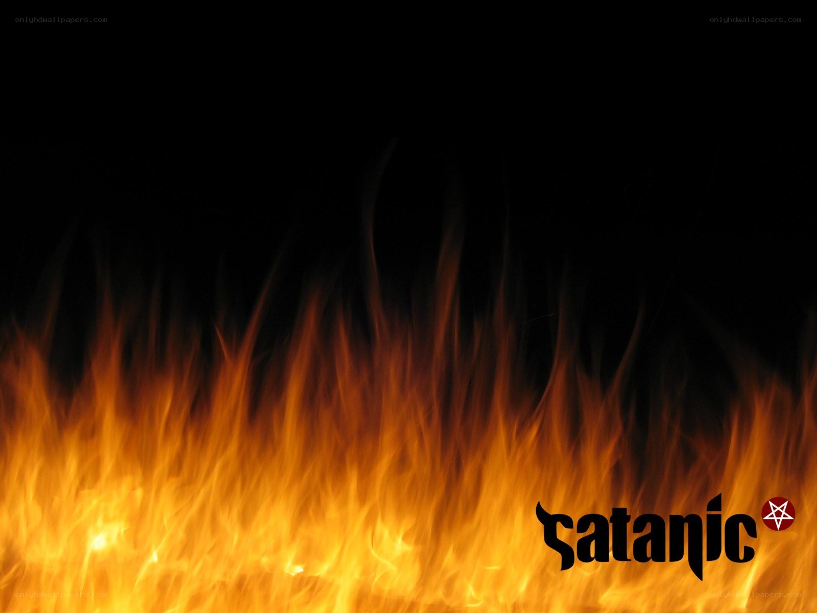 flames with satanic text