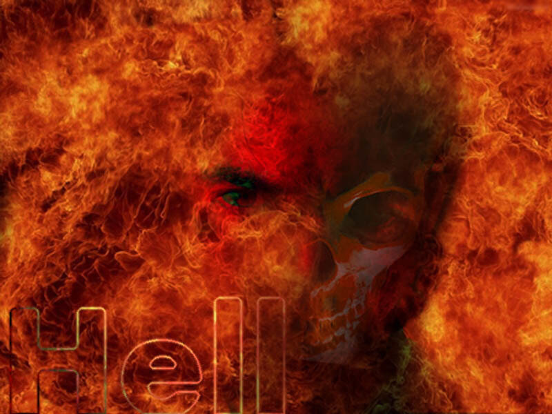 flames with skull and eye