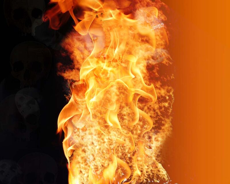 Flames with Skulls — Orange