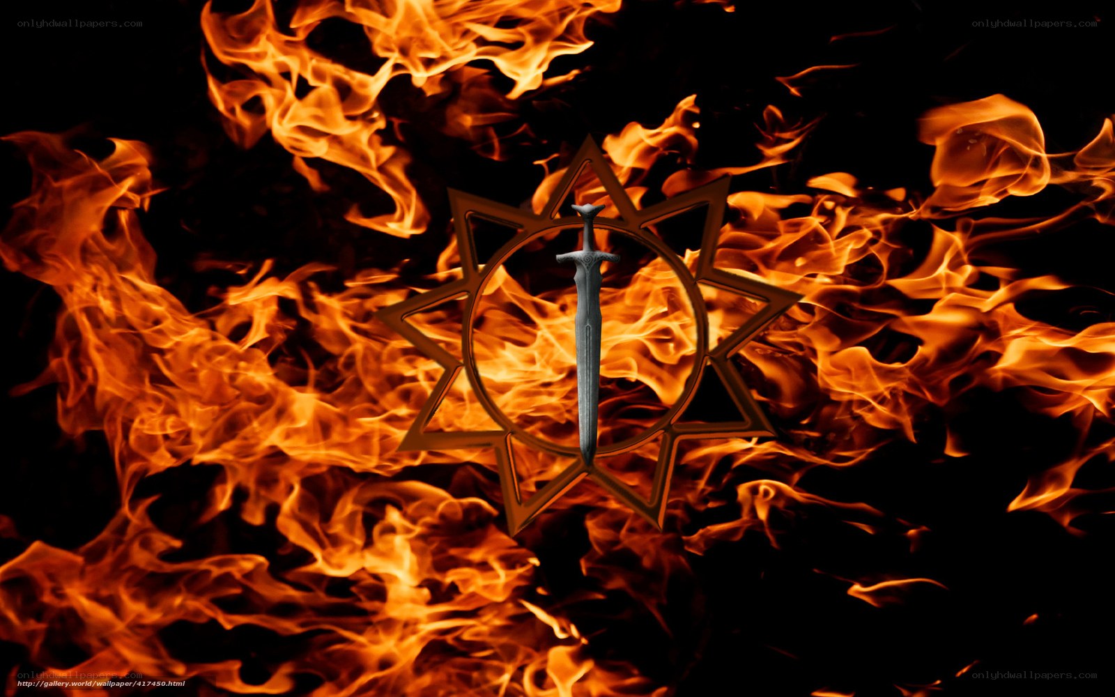 flames with sword symbol