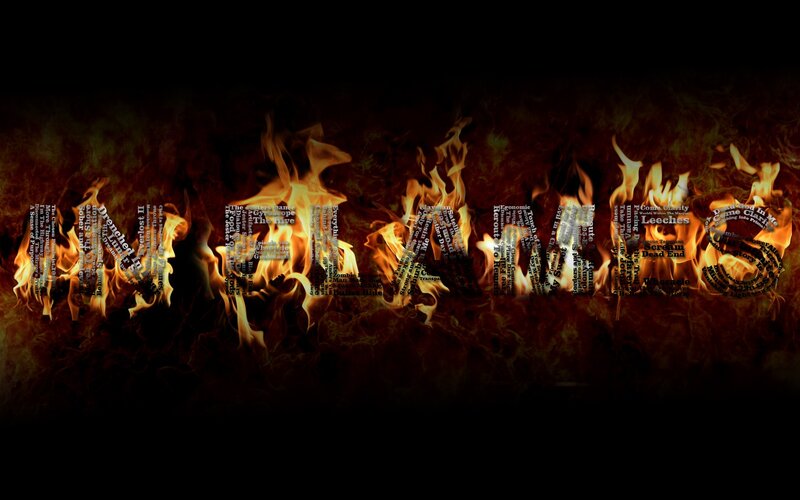 flames with text collage