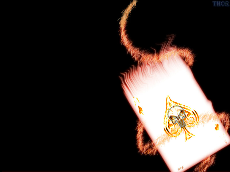 flaming ace of spades card