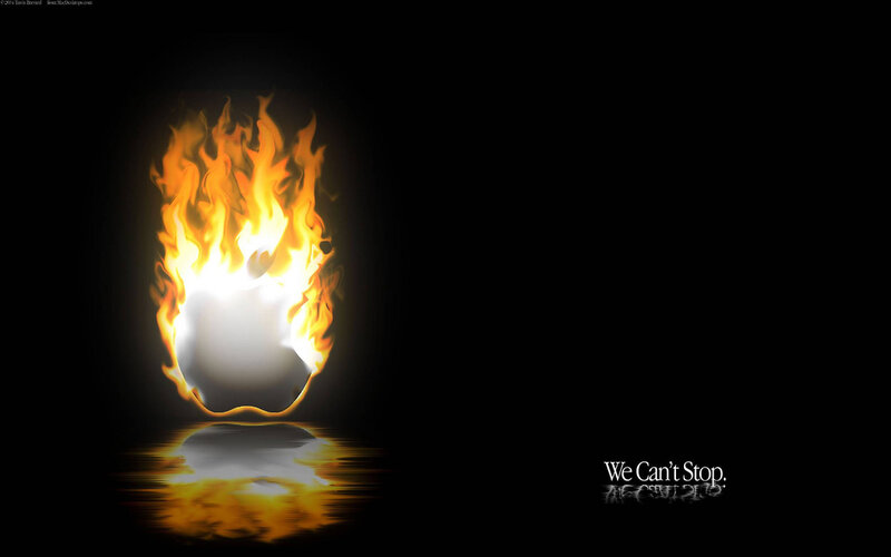 Flaming Apple Logo — Black