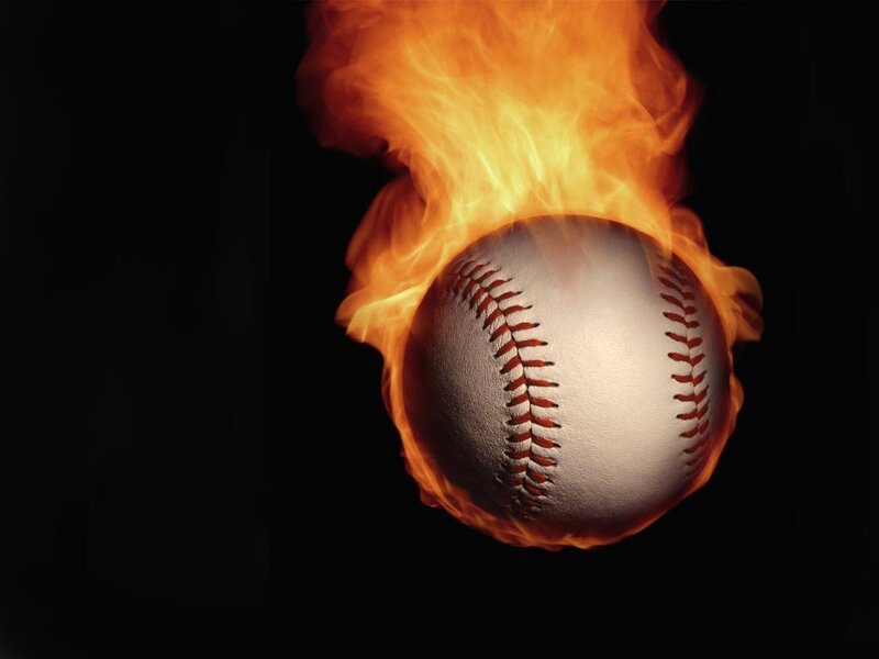 flaming baseball on black