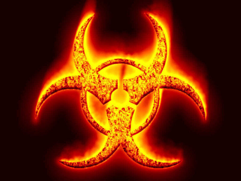 flaming biohazard symbol