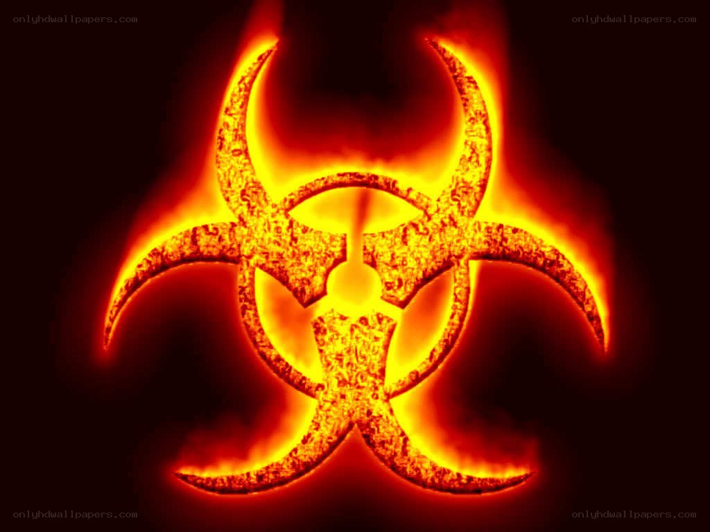 flaming biohazard symbol