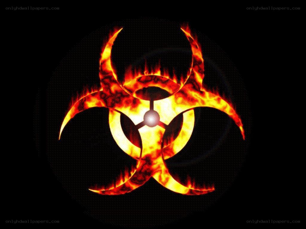 flaming biohazard symbol